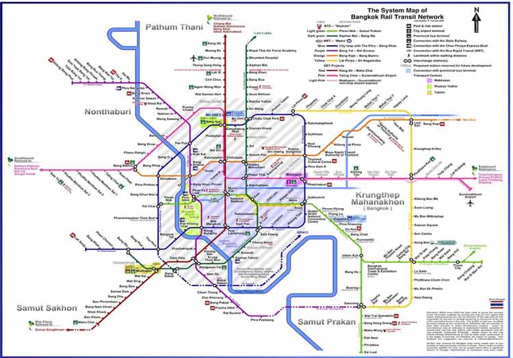 kinh nghiệm du lịch thái lan 2023 đầy đủ chi tiết nhất - sơ đồ line tàu điện BTS & MRT
