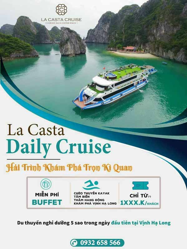 Khuyến mãi giảm giá du thuyền hạng sang 5 sao Quảng Ninh La Casta daily cruise
